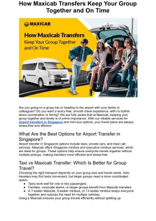 How Maxicab Transfers Keep Your Group Together and On Time