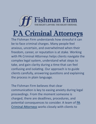 PA Criminal Attorneys: Protecting Rights and Guiding Every Step