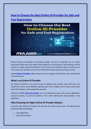 How to Choose the Best Online ID Provider for Safe and Fast Registration