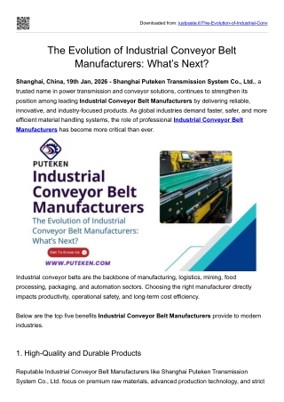 The Evolution of Industrial Conveyor Belt Manufacturers What’s Next