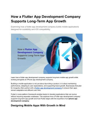 How a Flutter App Development Company Supports Long-Term App Growth