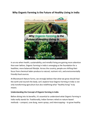 Why Organic Farming Is the Future of Healthy Living in India