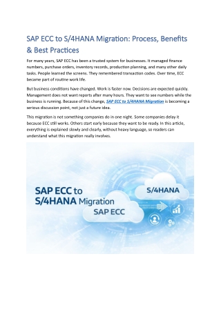SAP ECC to S4HANA Migration Process, Benefits, and Best Practices