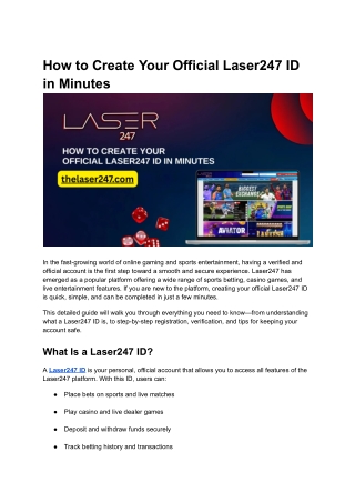 How to Create Your Official Laser247 ID in Minutes
