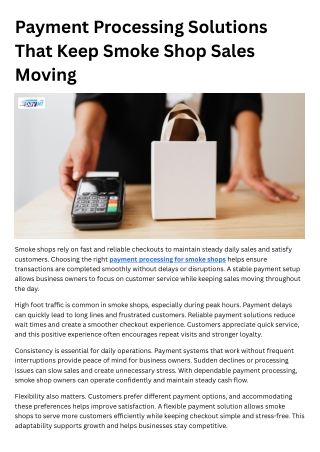 Payment Processing Solutions That Keep Smoke Shop Sales Moving