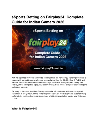 eSports Betting on Fairplay24 Complete Guide for Indian Gamers 2026