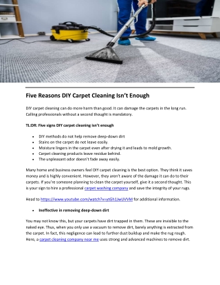Five Reasons DIY Carpet Cleaning Isn’t Enough