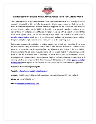 What Beginners Should Know About Power Tools for Cutting Wood