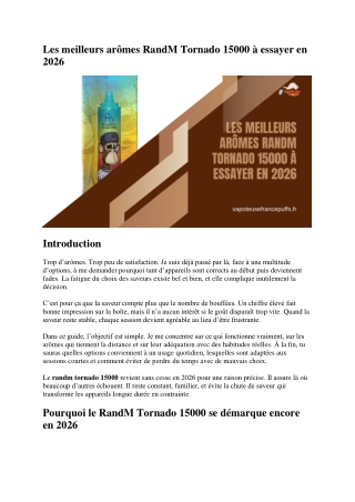 Les meilleurs arômes RandM Tornado 15000 à essayer en 2026