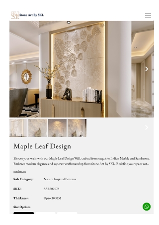 Maple Leaf Design Wall Cladding - Stone Art By SKL