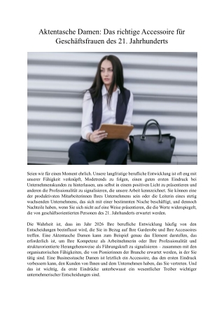 Aktentasche Damen: Das richtige Accessoire für Geschäftsfrauen des 21. Jahrhunderts