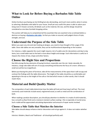 What to Look for Before Buying a Barbados Side Table Online.Doc