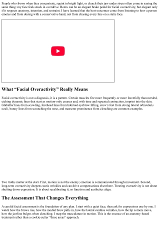 Addressing Facial Overactivity with Botox: A Balanced Approach