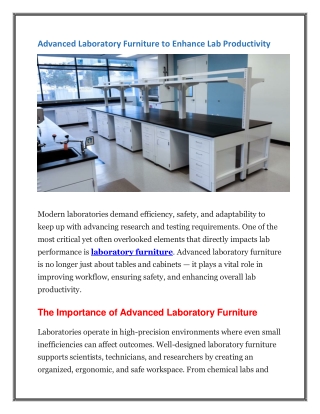 Advanced Laboratory Furniture to Enhance Lab Productivity
