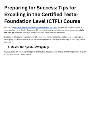 Preparing for Success: Tips for Excelling in the Certified Tester Foundation Lev