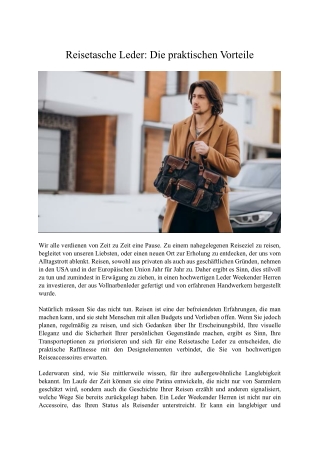 Reisetasche Leder: Die praktischen Vorteile