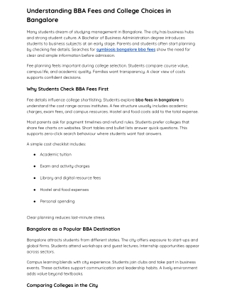 Understanding BBA Fees and College Choices in Bangalore