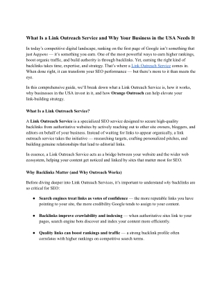 What Is a Link Outreach Service and Why Your Business in the USA Needs It