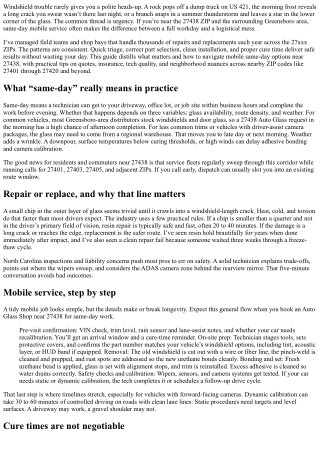 Auto Glass Shop near 27438: Mobile Same-Day Options