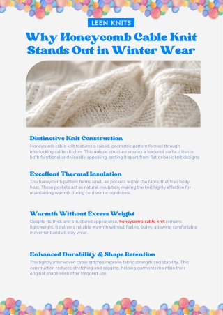 Why Honeycomb Cable Knit Stands Out in Winter Wear