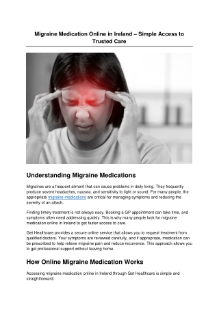 Migraine Medication Online in Ireland – Simple Access to Trusted Care