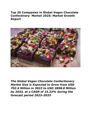 Top 20 Companies in Global Vegan Chocolate Confectinery