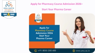 “Apply for Pharmacy Course Admission 2026 at Usha Martin University