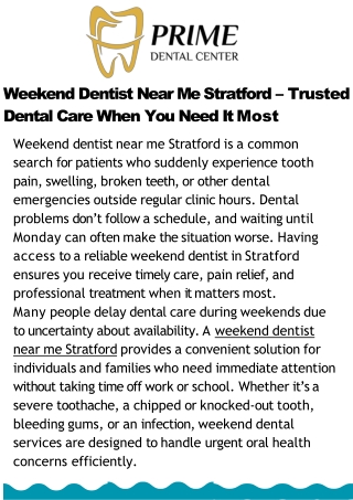 Weekend Dentist Near Me Stratford – Convenient & Trusted Dental Care