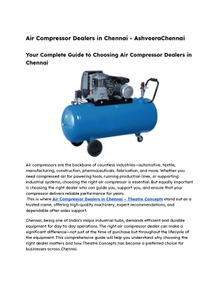 Air Compressor Dealers in Chennai