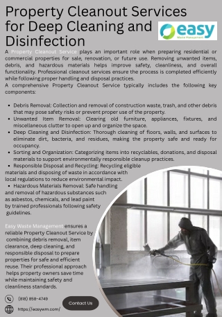 Property Cleanout Services for Deep Cleaning and Disinfection