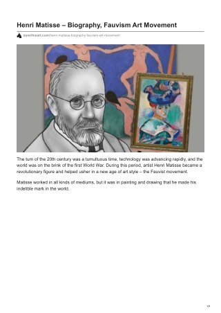 Henri Matisse - Biography Fauvism Art Movement
