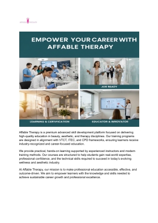 Empower Your Career With famous plateform Affable Therapy...