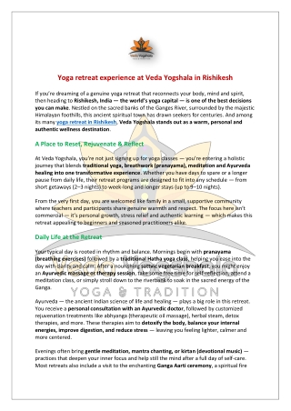 Yoga retreat experience at Veda Yogshala in Rishikesh