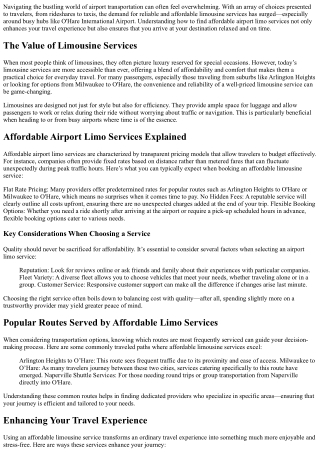 O’Hare Limousine Options Made Easy: An Overview of Our Affordability Promise!