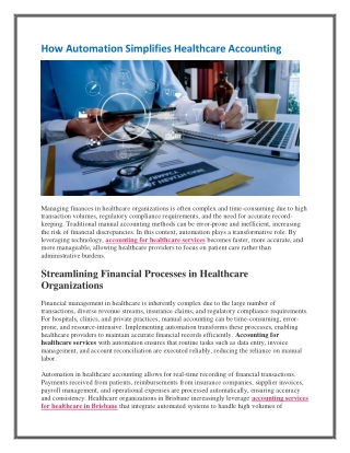How Automation Simplifies Healthcare Accounting