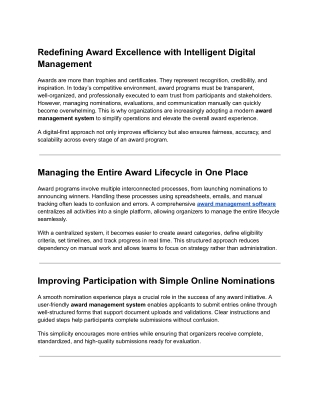 Redefining Award Excellence with Intelligent Digital Management