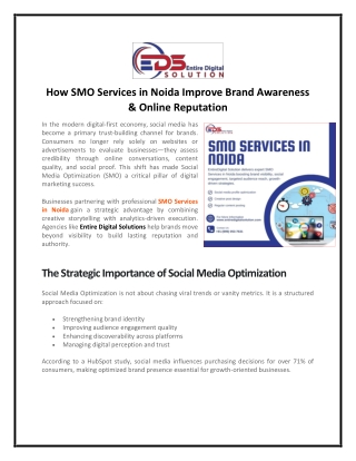 How SMO Services in Noida Improve Brand Awareness & Online Reputation