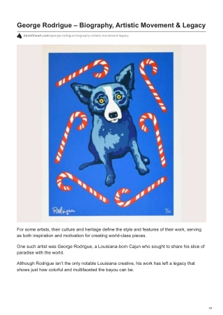 George Rodrigue - Biography Artistic Movement  Legacy