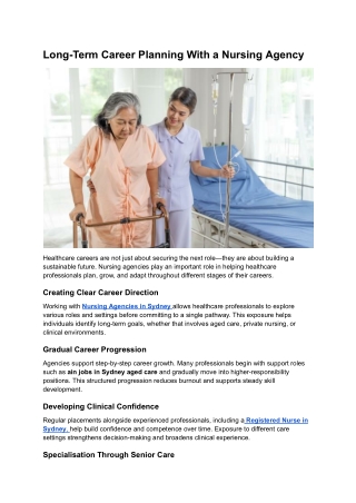 Long-Term Career Planning With a Nursing Agency