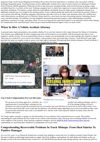 Commercial Truck Crash Legal Actions Obligation & Damages