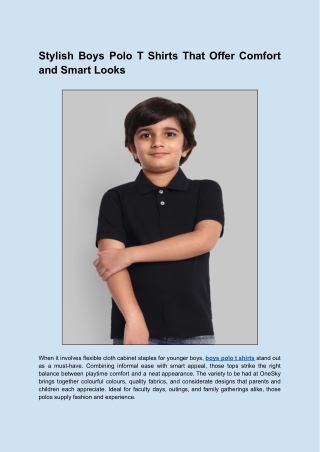 Stylish Boys Polo T Shirts That Offer Comfort and Smart Looks