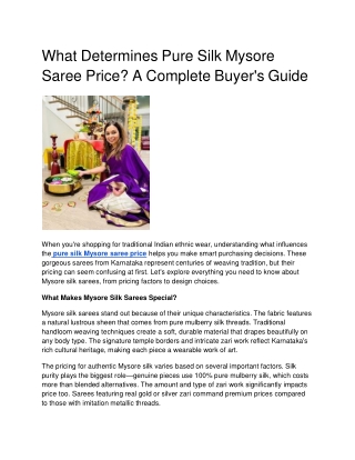 What Determines Pure Silk Mysore Saree Price