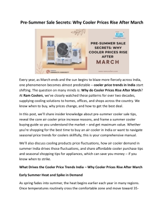 Pre-Summer Sale Secrets: Why Cooler Prices Rise After March