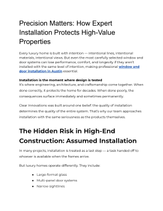 Professional Window and Door Services | Clear Innovations