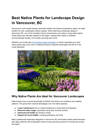 Best Native Plants for Landscape Design in Vancouver, BC