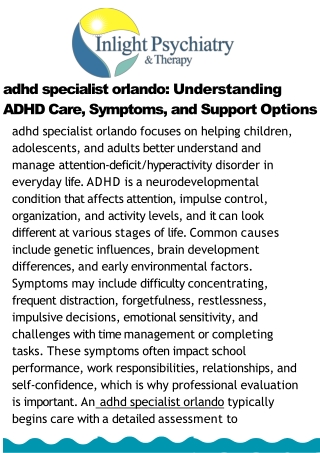 ADHD Specialist Orlando – Professional Care for Focus and Attention Challenges