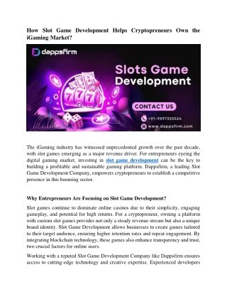 Dappsfirm - Slot Game Development Company