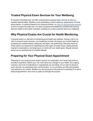 Trusted Physical Exam Services for Your Wellbeing
