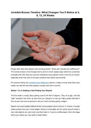 Invisible Braces Timeline: What Changes You’ll Notice at 4, 8, 12, 24 Weeks