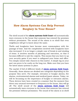 How Alarm Systems Can Help Prevent Burglary In Your House
